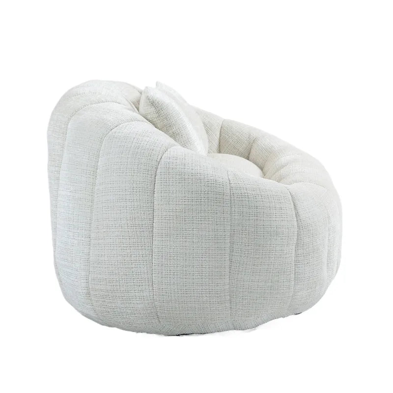 Causeuse longue beige en chenille à dossier haut – 2 places