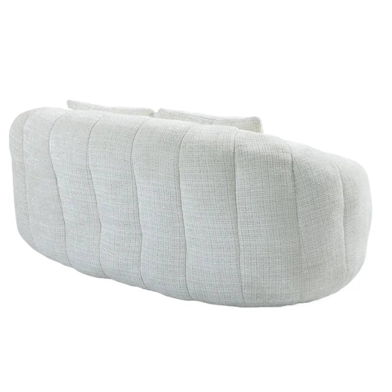 Causeuse longue beige en chenille à dossier haut – 2 places