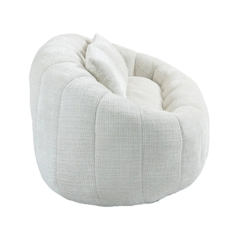 Causeuse longue beige en chenille à dossier haut – 2 places