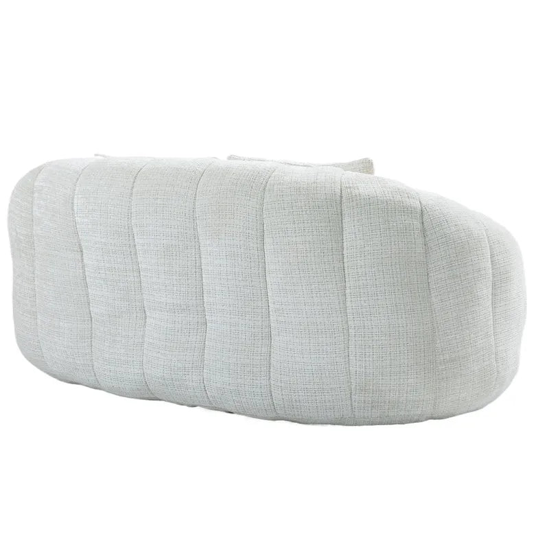 Causeuse longue beige en chenille à dossier haut – 2 places