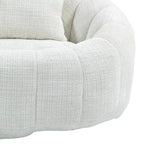 Causeuse longue beige en chenille à dossier haut – 2 places