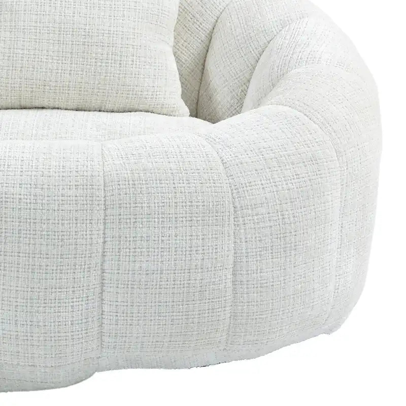 Causeuse longue beige en chenille à dossier haut – 2 places