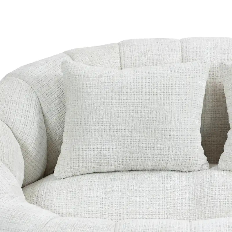 Causeuse longue beige en chenille à dossier haut – 2 places