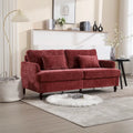 Canapé 2 places en chenille rouge avec coussins amovibles