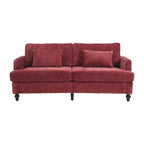 Canapé 2 places en chenille rouge avec coussins amovibles