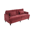 Canapé 2 places en chenille rouge avec coussins amovibles
