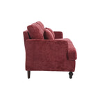 Canapé 2 places en chenille rouge avec coussins amovibles