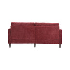 Canapé 2 places en chenille rouge avec coussins amovibles