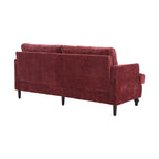 Canapé 2 places en chenille rouge avec coussins amovibles