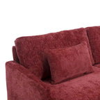 Canapé 2 places en chenille rouge avec coussins amovibles