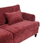 Canapé 2 places en chenille rouge avec coussins amovibles
