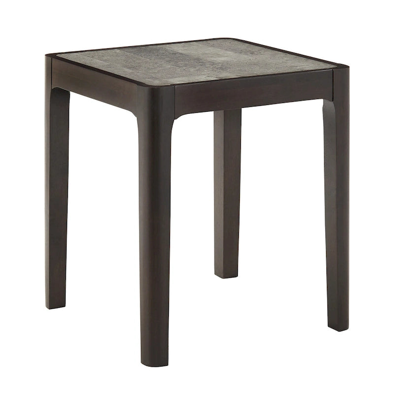 Table d'appoint ronde en faux marbre, plateau en noyer foncé, pour 1 personne