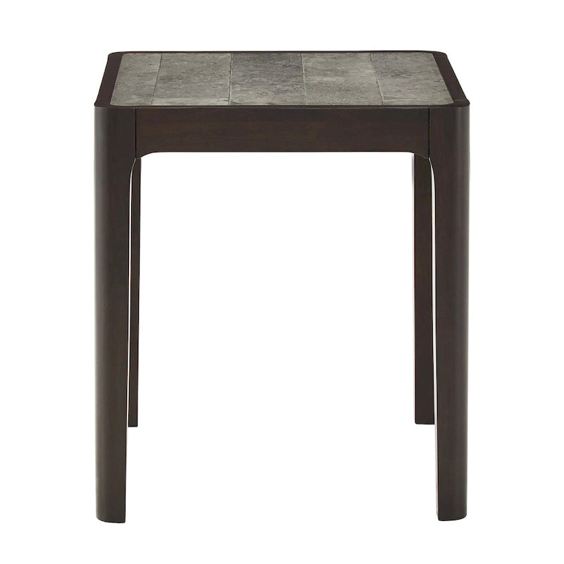 Table d'appoint ronde en faux marbre, plateau en noyer foncé, pour 1 personne