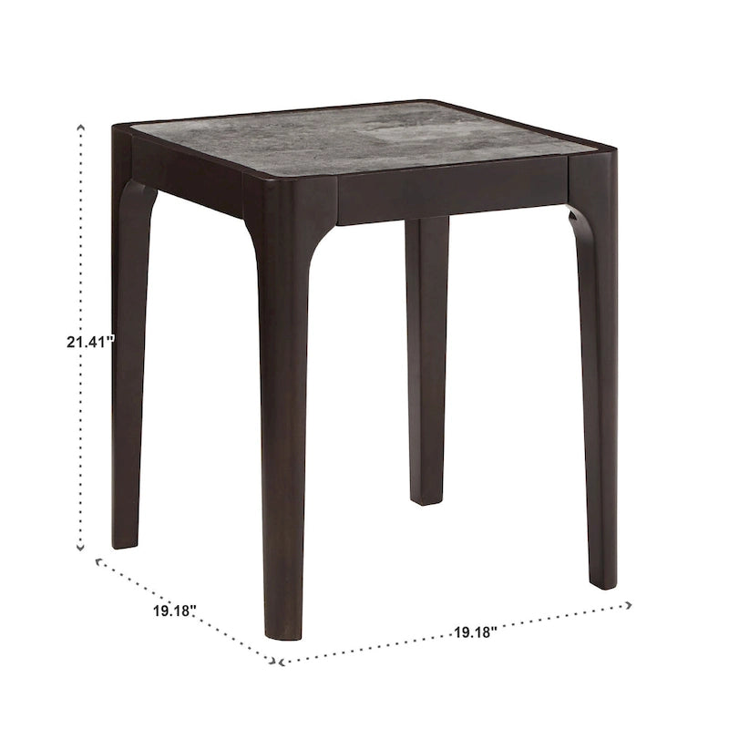 Table d'appoint ronde en faux marbre, plateau en noyer foncé, pour 1 personne