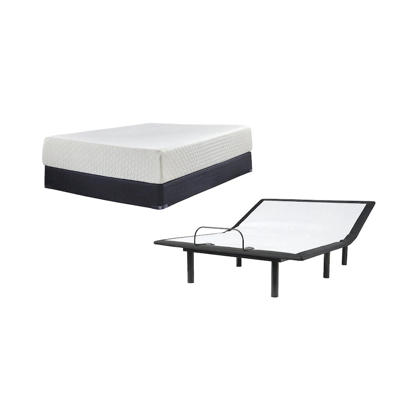 Matelas en mousse à mémoire de forme et ensemble sommier réglable 12 po noir/blanc – Grand lit/Très grand lit, 2 personnes