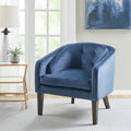 Fauteuil d'appoint capitonné en velours bleu – Style Mid-Century, une place