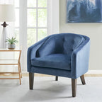 Fauteuil d'appoint capitonné en velours bleu – Style Mid-Century, une place