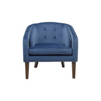 Fauteuil d'appoint capitonné en velours bleu – Style Mid-Century, une place
