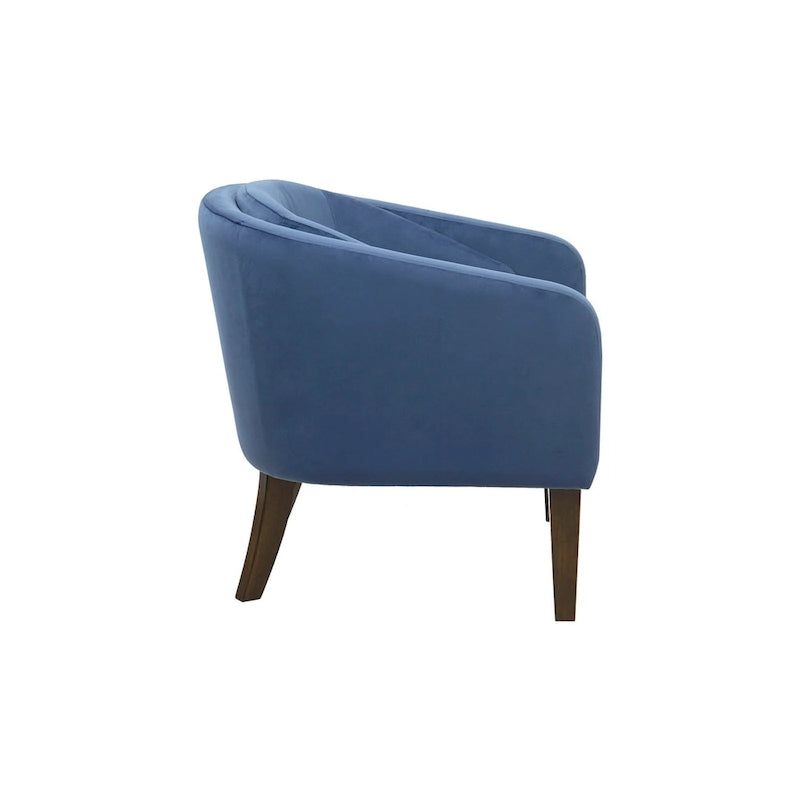 Fauteuil d'appoint capitonné en velours bleu – Style Mid-Century, une place