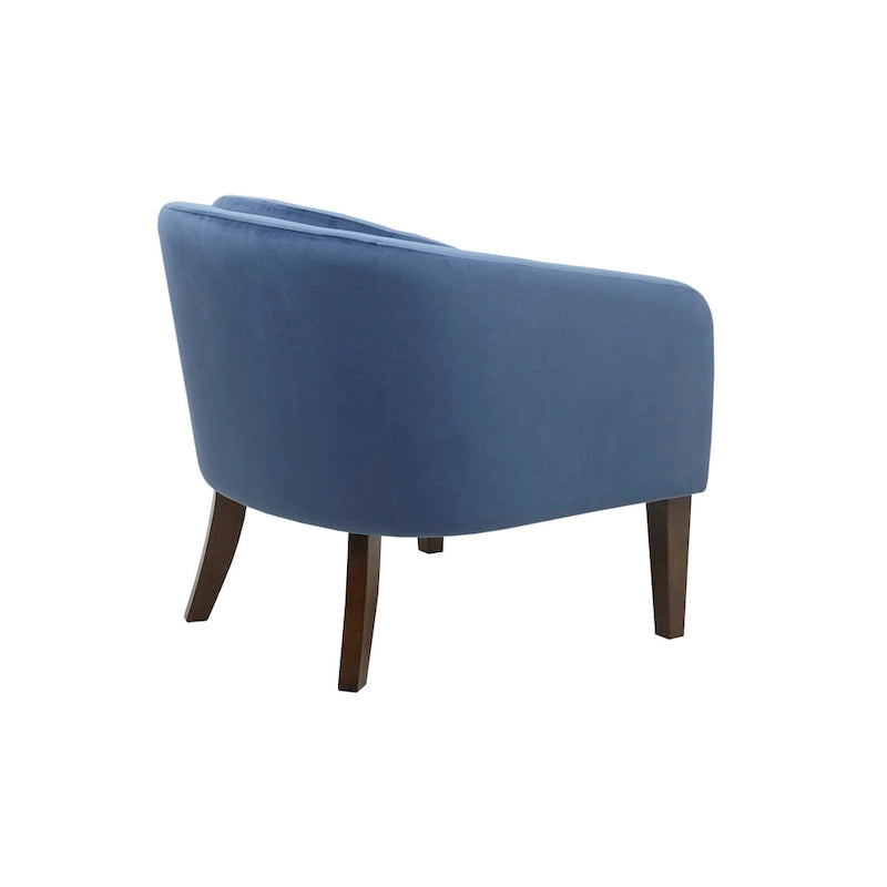 Fauteuil d'appoint capitonné en velours bleu – Style Mid-Century, une place