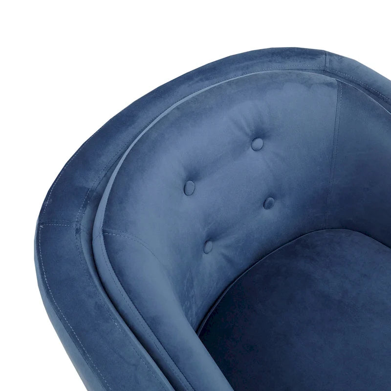 Fauteuil d'appoint capitonné en velours bleu – Style Mid-Century, une place