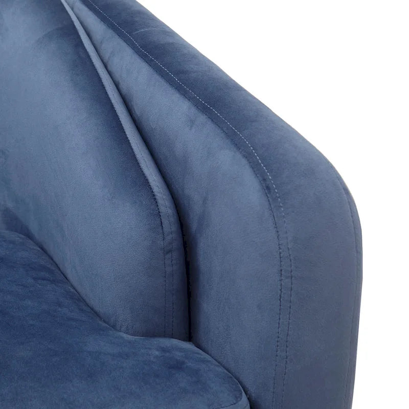 Fauteuil d'appoint capitonné en velours bleu – Style Mid-Century, une place