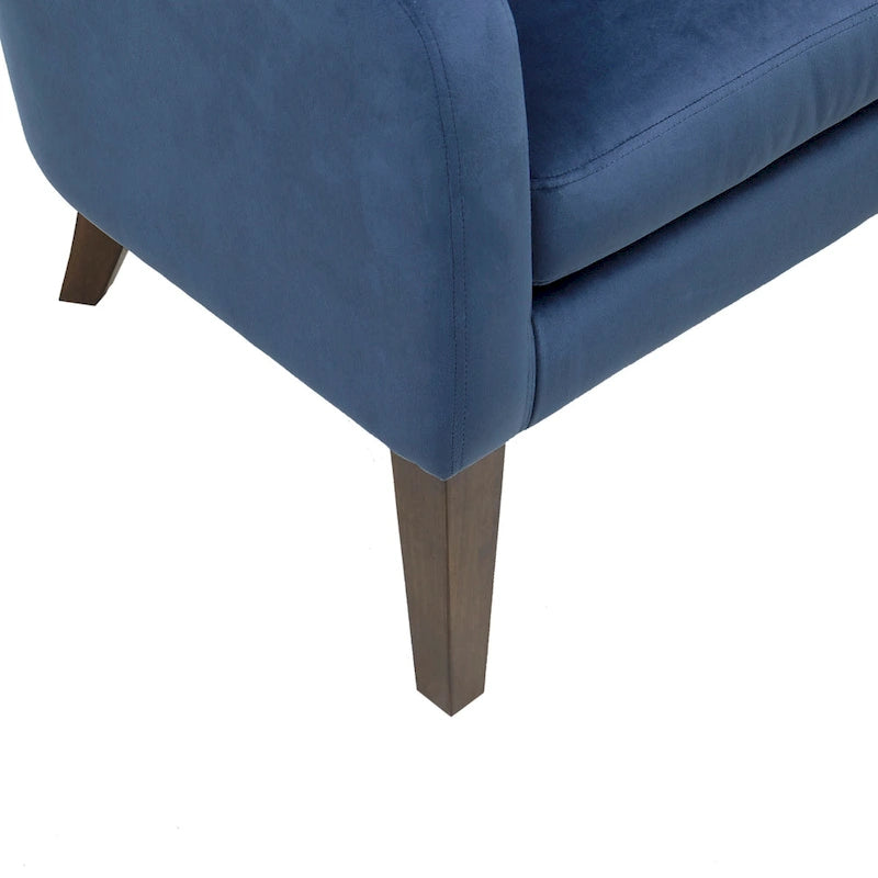 Fauteuil d'appoint capitonné en velours bleu – Style Mid-Century, une place