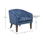 Fauteuil d'appoint capitonné en velours bleu – Style Mid-Century, une place