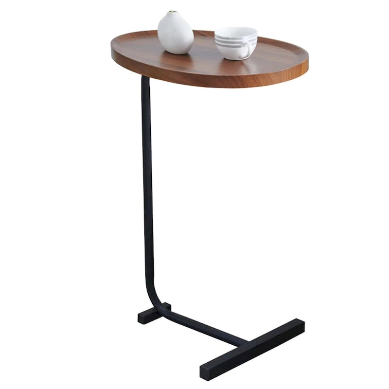 Lot de 2 tables d'appoint marron en forme de C