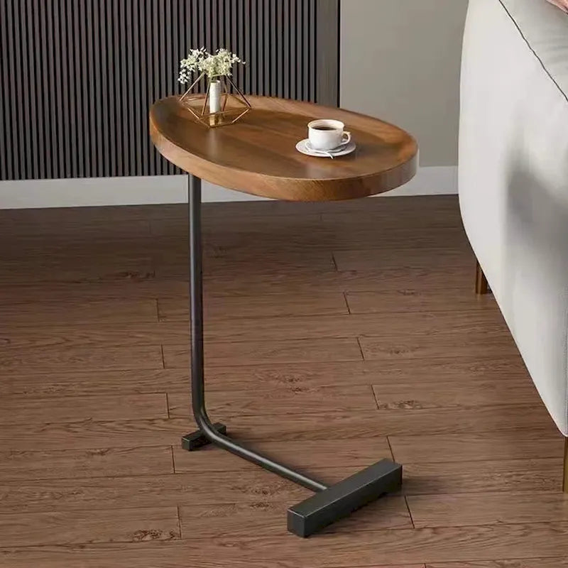 Lot de 2 tables d'appoint marron en forme de C