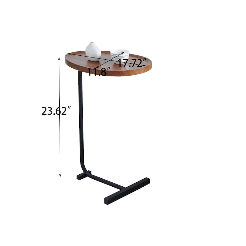 Lot de 2 tables d'appoint marron en forme de C