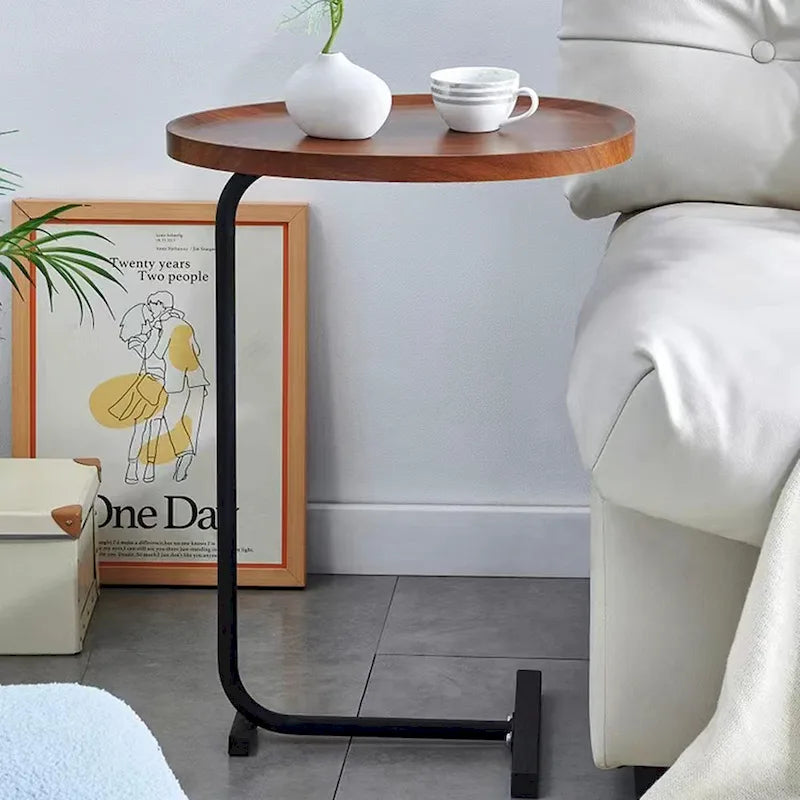 Lot de 2 tables d'appoint marron en forme de C