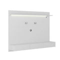 Meuble TV mural flottant avec LED et 3 tiroirs, pour téléviseurs jusqu'à 70" – Blanc/Noir/Naturel