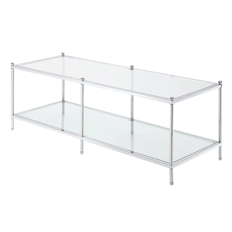 Table basse 2 niveaux chrome et verre – Style moderne pour salon, peut accueillir 1 à 4 personnes