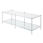 Table basse 2 niveaux chrome et verre – Style moderne pour salon, peut accueillir 1 à 4 personnes
