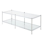 Table basse 2 niveaux chrome et verre – Style moderne pour salon, peut accueillir 1 à 4 personnes