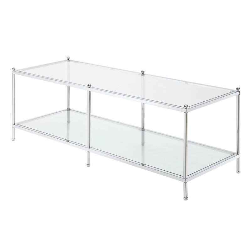 Table basse 2 niveaux chrome et verre – Style moderne pour salon, peut accueillir 1 à 4 personnes
