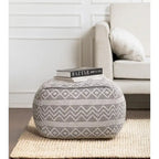 Pouf ottoman carré gris et ivoire / noir et ivoire, siège simple, 56 cm × 56 cm × 41 cm
