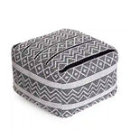 Pouf ottoman carré gris et ivoire / noir et ivoire, siège simple, 56 cm × 56 cm × 41 cm