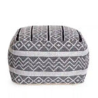 Pouf ottoman carré gris et ivoire / noir et ivoire, siège simple, 56 cm × 56 cm × 41 cm