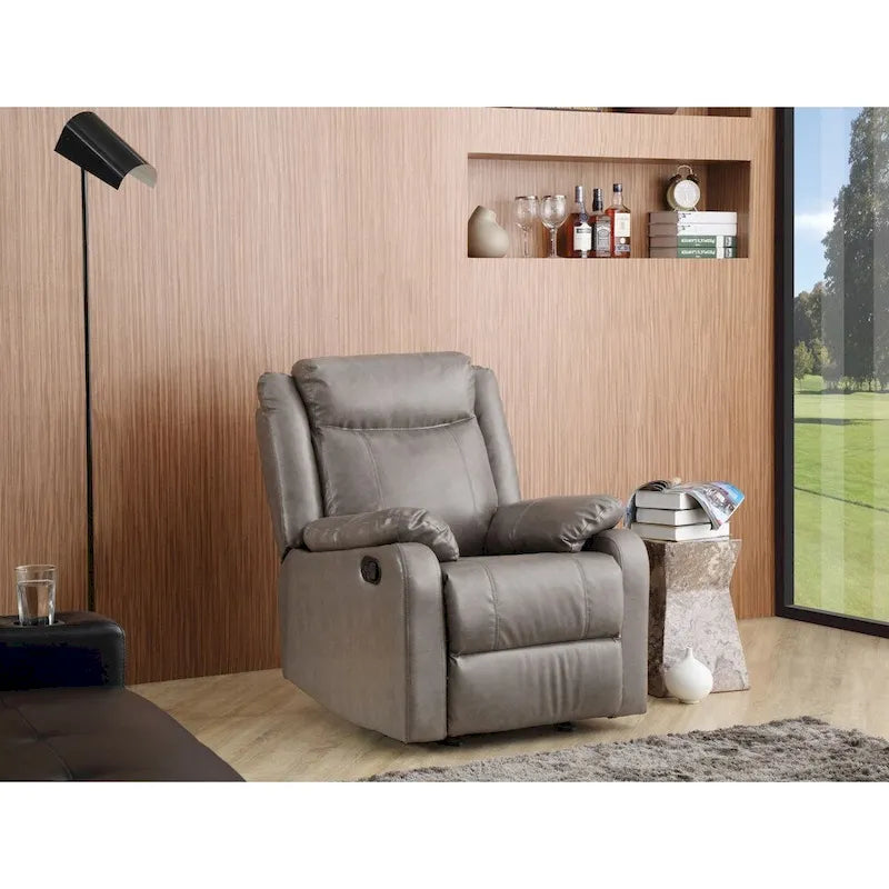Fauteuil inclinable à bascule en similicuir, un place – Gris / Rouge / Crème / Marron foncé / Noir / Perle