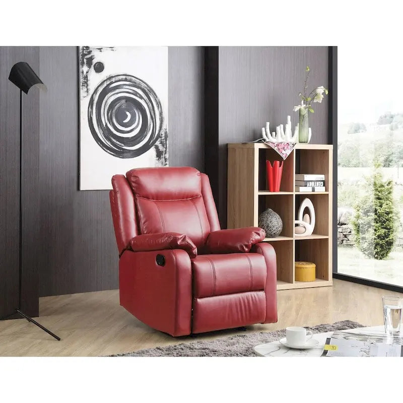 Fauteuil inclinable à bascule en similicuir, un place – Gris / Rouge / Crème / Marron foncé / Noir / Perle