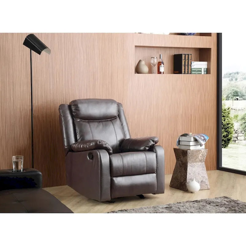 Fauteuil inclinable à bascule en similicuir, un place – Gris / Rouge / Crème / Marron foncé / Noir / Perle