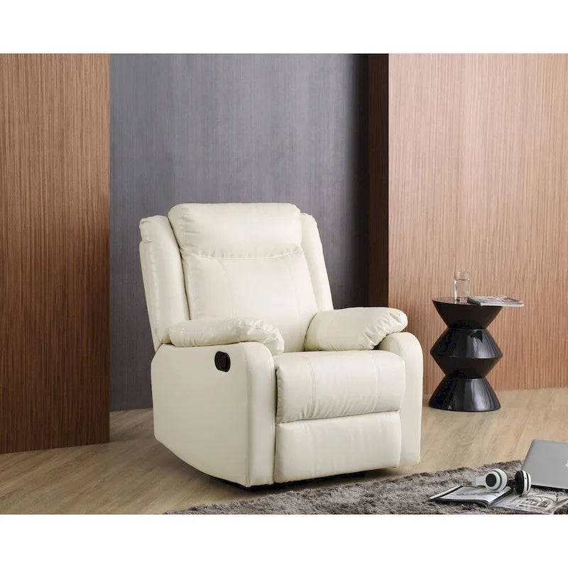 Fauteuil inclinable à bascule en similicuir, un place – Gris / Rouge / Crème / Marron foncé / Noir / Perle