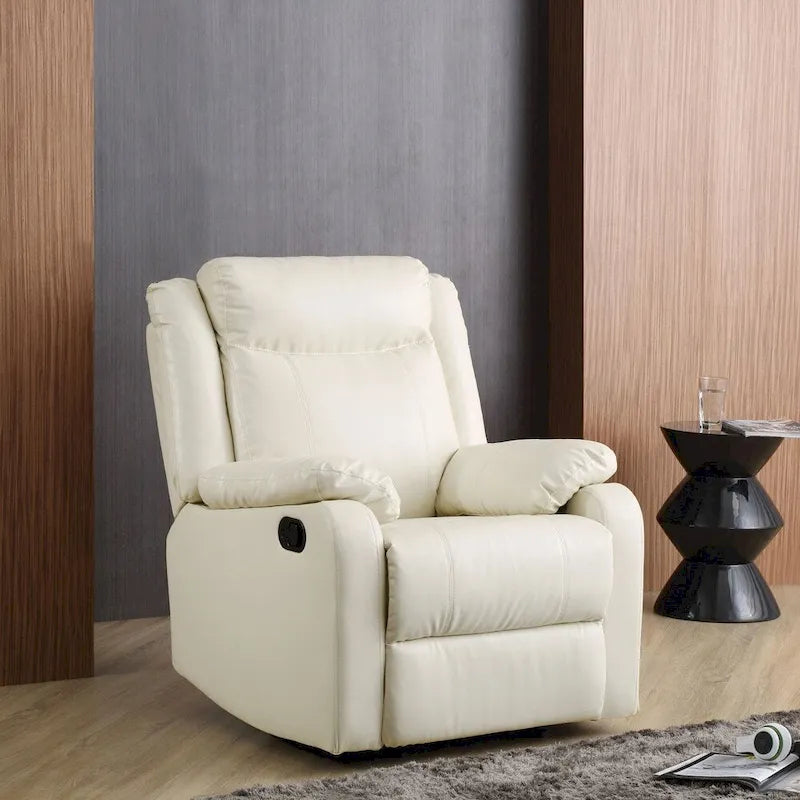 Fauteuil inclinable à bascule en similicuir, un place – Gris / Rouge / Crème / Marron foncé / Noir / Perle