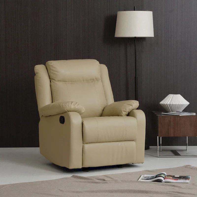 Fauteuil inclinable à bascule en similicuir, un place – Gris / Rouge / Crème / Marron foncé / Noir / Perle