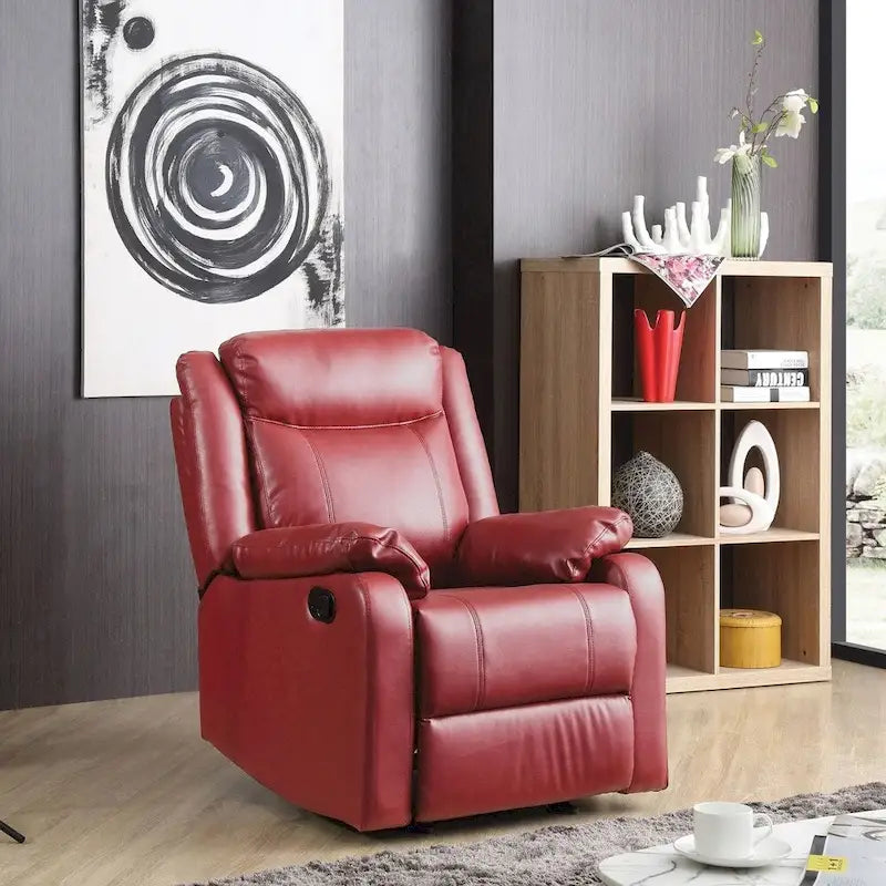 Fauteuil inclinable à bascule en similicuir, un place – Gris / Rouge / Crème / Marron foncé / Noir / Perle