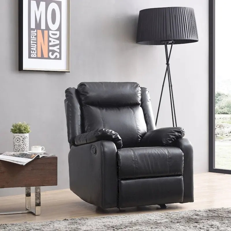 Fauteuil inclinable à bascule en similicuir, un place – Gris / Rouge / Crème / Marron foncé / Noir / Perle