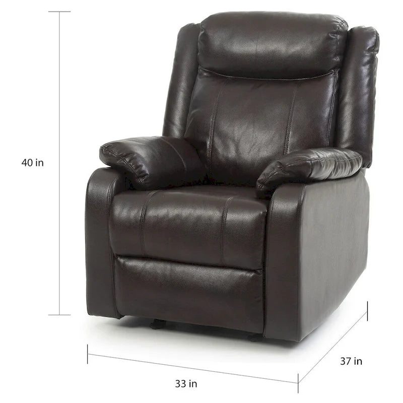 Fauteuil inclinable à bascule en similicuir, un place – Gris / Rouge / Crème / Marron foncé / Noir / Perle