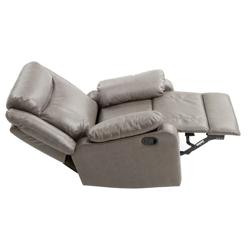 Fauteuil inclinable à bascule en similicuir, un place – Gris / Rouge / Crème / Marron foncé / Noir / Perle